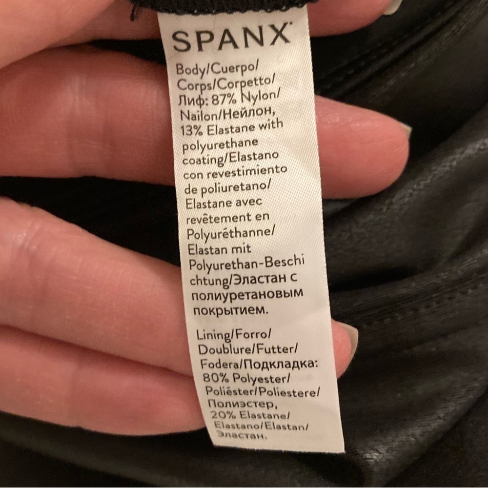 SPANX Black Faux Leather Leggings Small - Picture 11 of 12